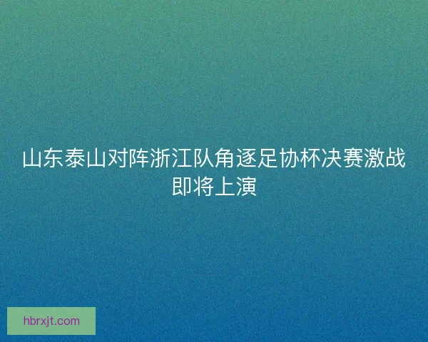 山东泰山对阵浙江队角逐足协杯决赛激战即将上演